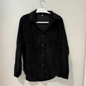 NWOT Black Corduroy Velvety Shirt